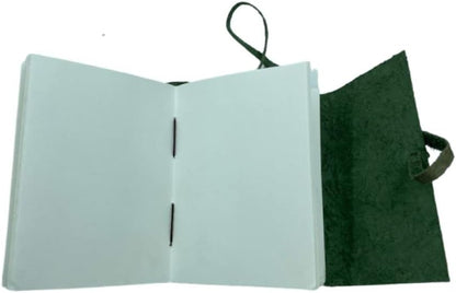 OVERDOSE GREEN FLOWER Leather Journal - With Antique Flowers Art Handmade Edge Paper 5/7
