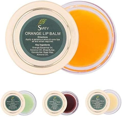 SVATV Lip Balms 4 Pack Assorted Chocolate, Coffee, Orange &amp; Green Apple 15gm