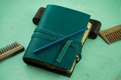 OVERDOSE Deckle Turquoise Leather Journal 5/7