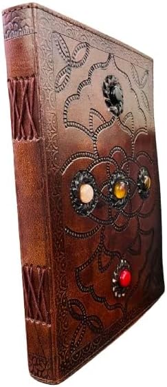 OVERDOSE Hand Embossed 5 Stone Leather Journal - Handmade Antique Stone Notebook 7/10