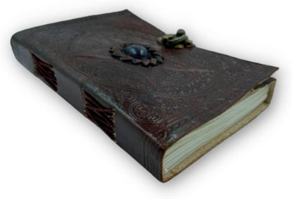 OVERDOSE Pentagram Lapis Stone Leather Journal with Brass C-Lock 5/7