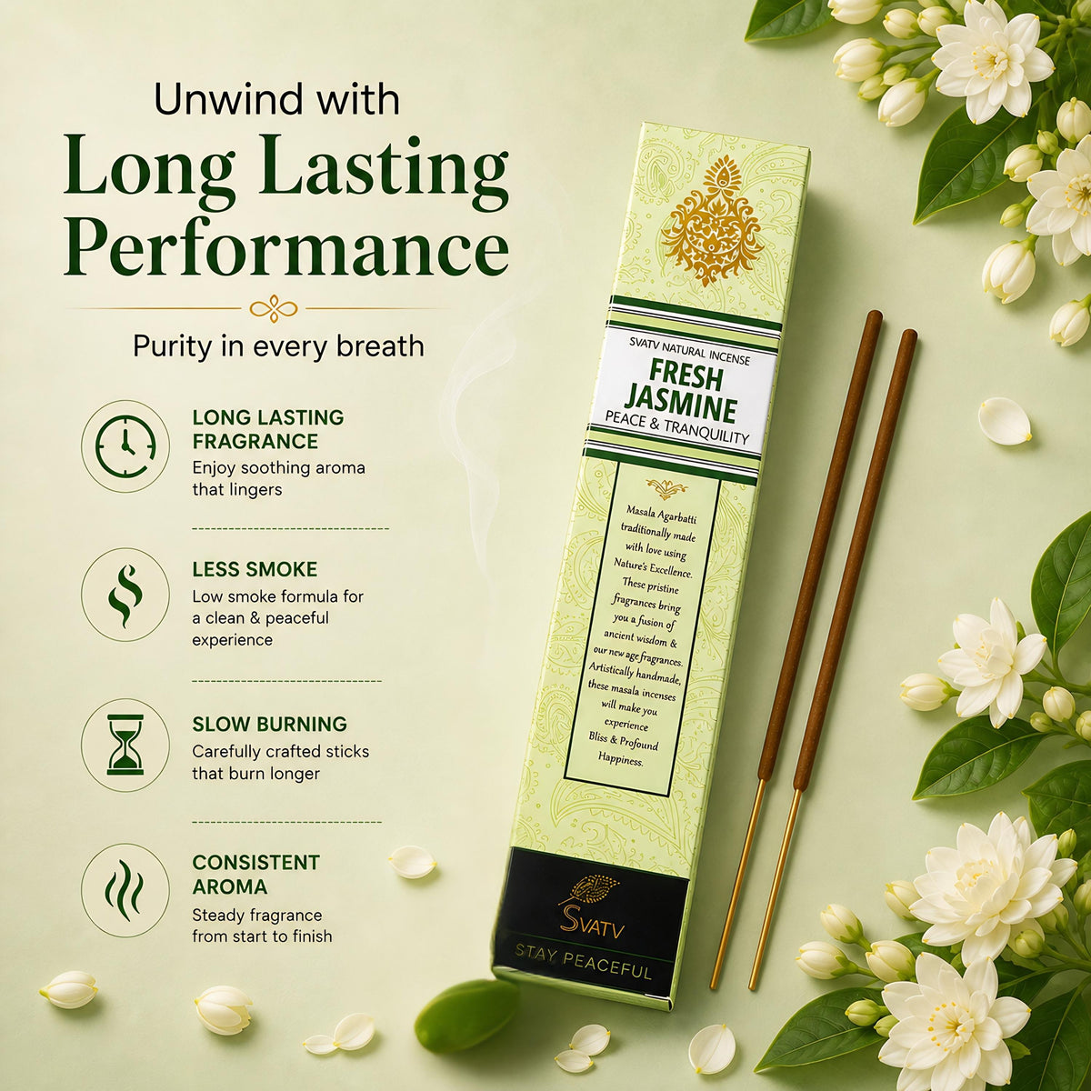 SVATV Incense Stick Jasmine 15gm (PACK OF 2)