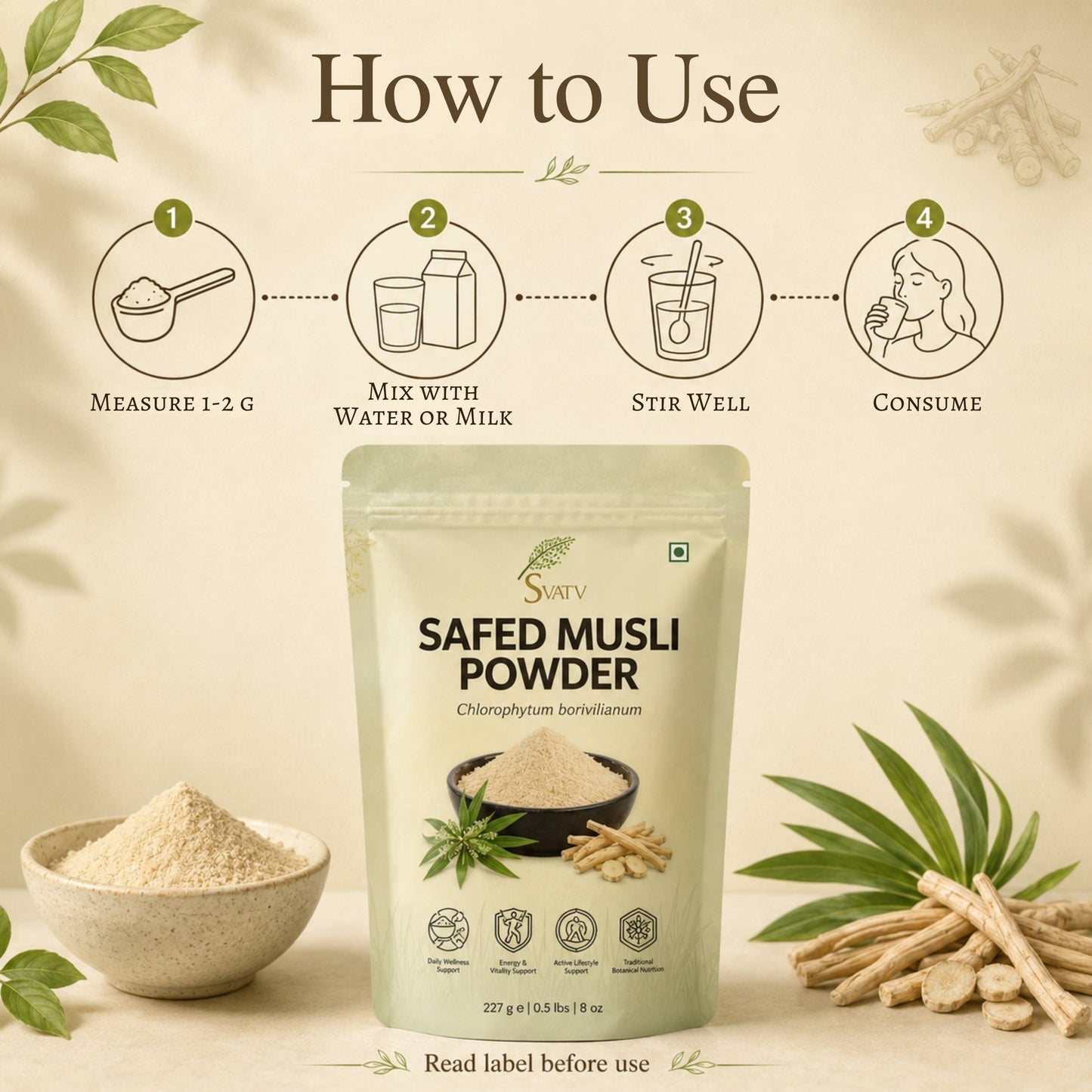 Svatv Safed Musli Powder | 227gm (8_oZ)