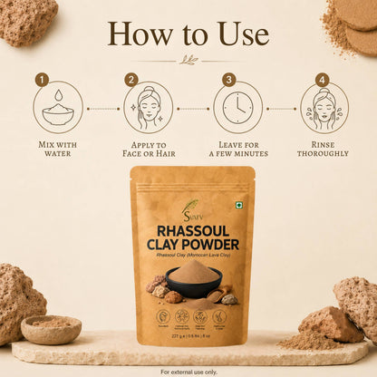 SVATV Rhassoul Clay powder | Ghassoul Clay | For Skin 227gm (8_oZ)
