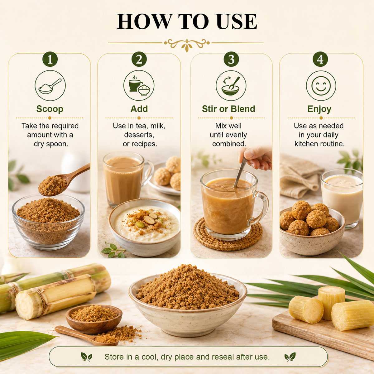 SVTAV Jaggery Powder, Hand-Grinded Gur Powder | Natural Sweetener | 227gm (8oz)