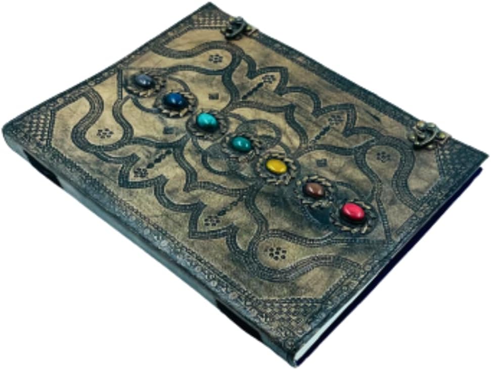 OVERDOSE Hand Embossed Seven Stone Handmade vintage leather journal 10/13