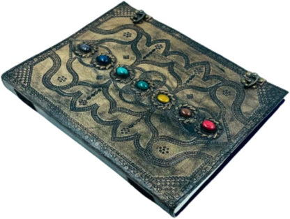 OVERDOSE Hand Embossed Seven Stone Handmade vintage leather journal 10/13
