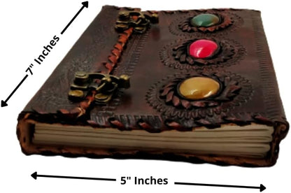 OVERDOSE 3 Stone Brown Leather Journal Diary |Handmade Antique stone Journal 5/7