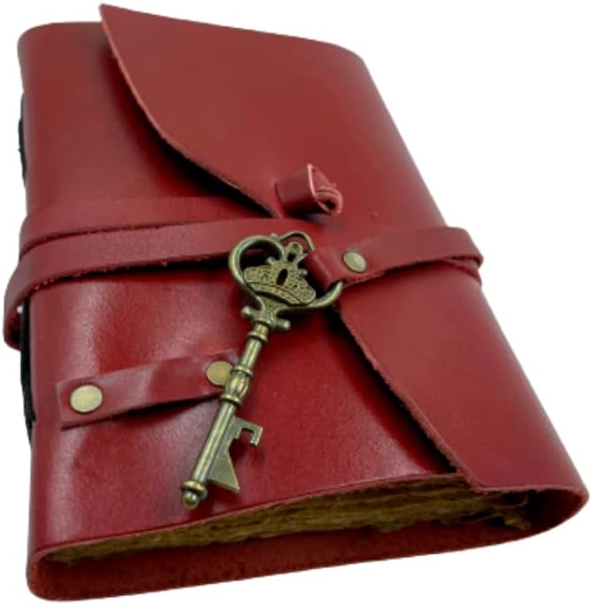 OVERDOSE Deckle Red with Key Leather Journals 5/7