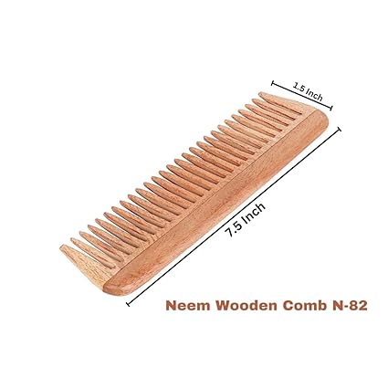 SVATV Handcrafted Neem Comb For Detangling , Thick, Curly And Wavy Hair, Eco-friendly - N - 82