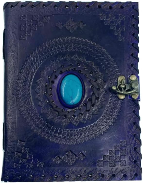 OVERDOSE Purple Mundra Stone Leather Journal With Brass C-Lock 5/7