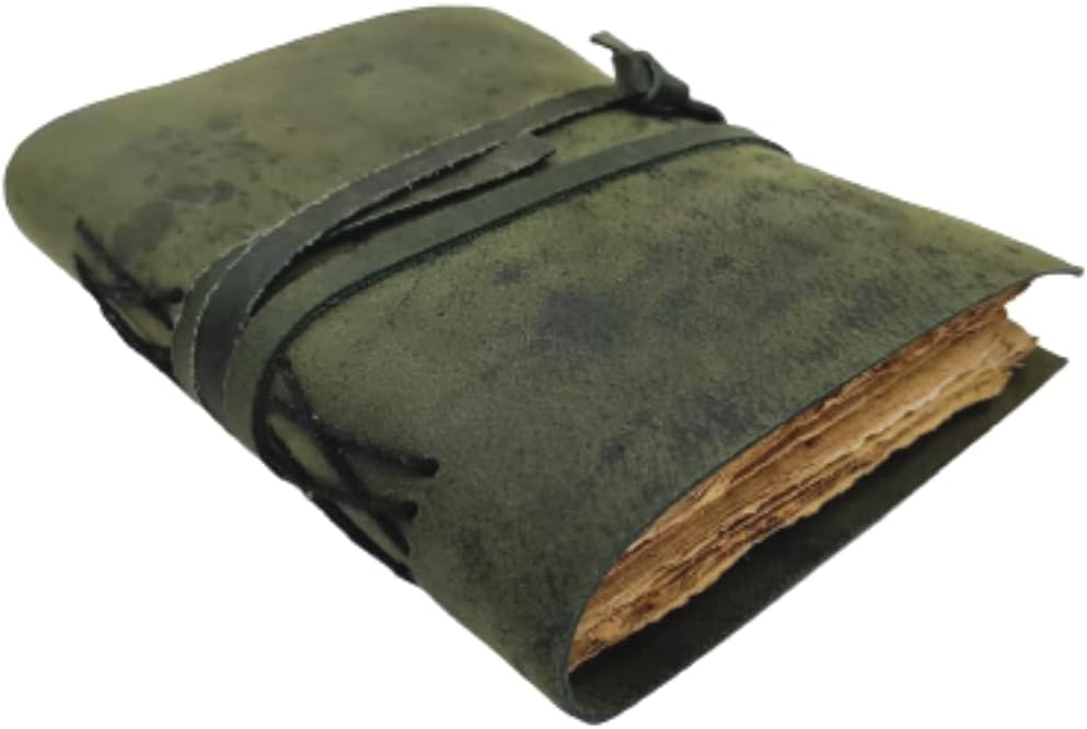 OVERDOSE Deckle Green Leather Journal 6/8