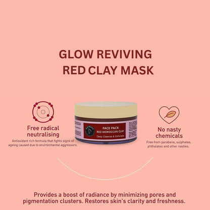 AATMANA Red Moroccan Clay Face Pack 250gm For Skin Care