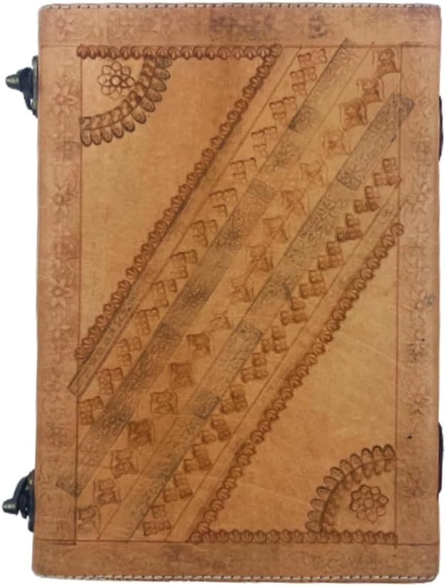 OD-42 OVERDOSE Hand embossed, with out Colour, Red stone Leather Journal Plain Paper 7/10