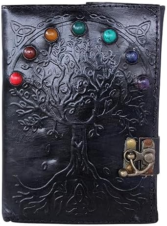 OVERDOSE Deckle Seven Stone Leather Tree Journal - Vintage Travel Journal BLACK 5/7