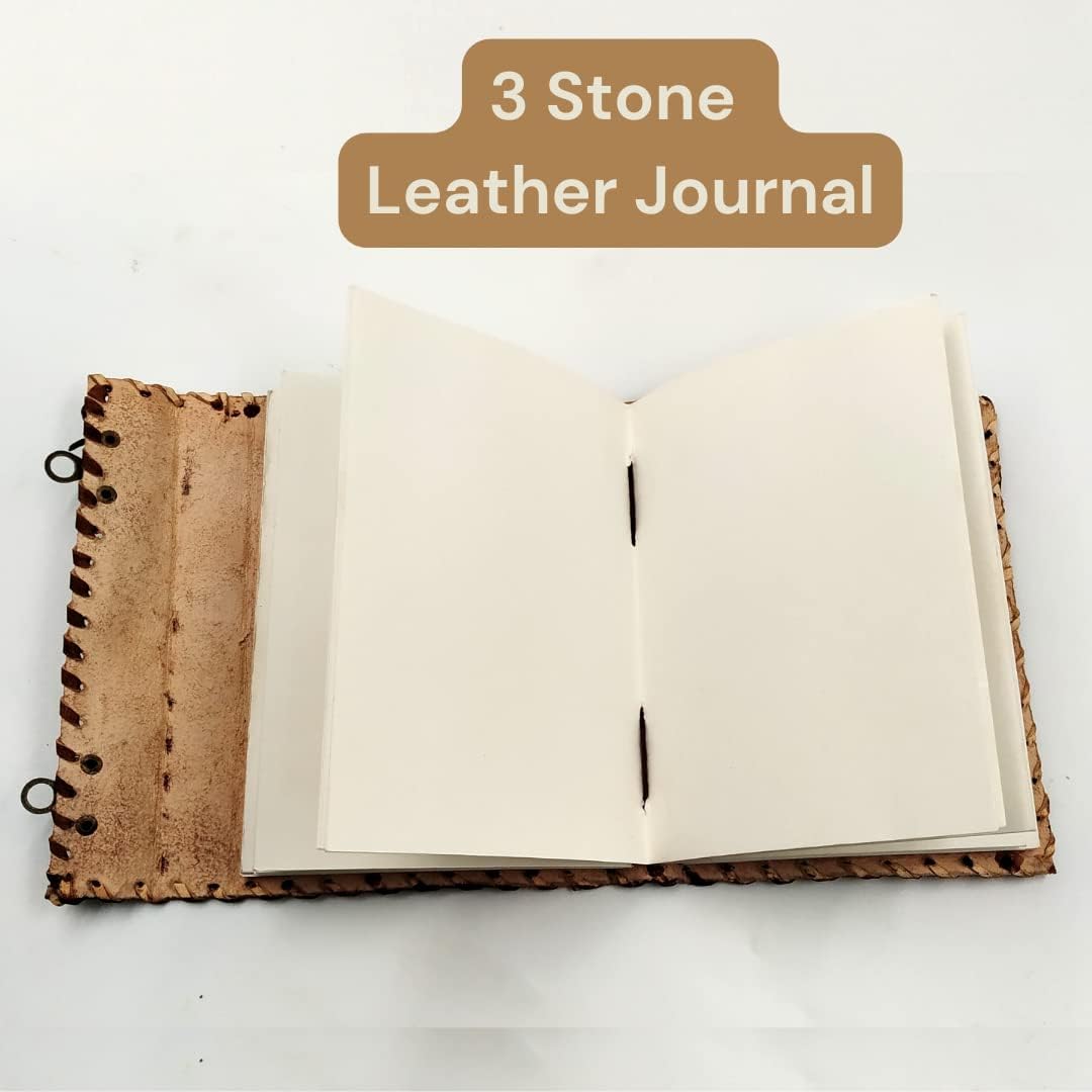 OVERDOSE 3 Stone Brown Leather Journal Diary |Handmade Antique stone Journal 5/7