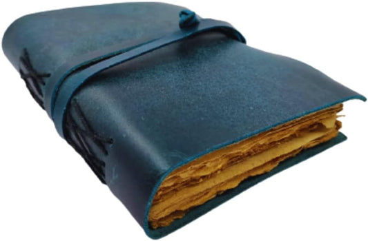 OVERDOSE Deckle Blue Leather Journal 6/8