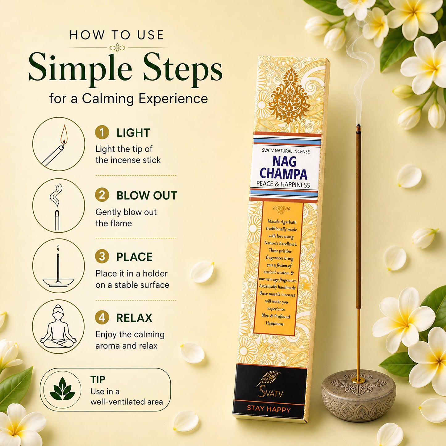 SVATV INCENSE STICK NAG CHAMPA 15GM (PACK OF 6)