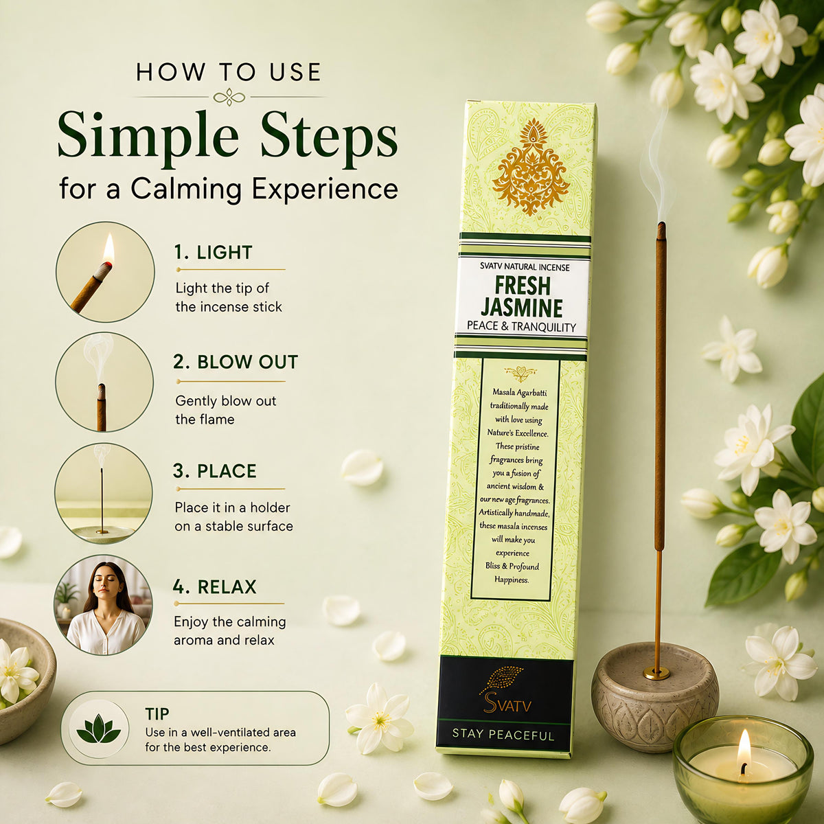 SVATV Incense Stick Jasmine 15gm (PACK OF 2)