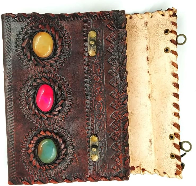 OVERDOSE 3 Stone Brown Leather Journal Diary |Handmade Antique stone Journal 5/7
