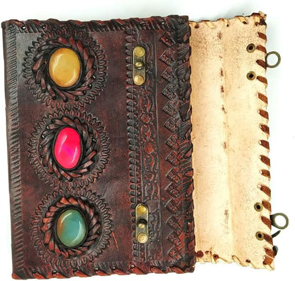 OVERDOSE 3 Stone Brown Leather Journal Diary |Handmade Antique stone Journal 5/7