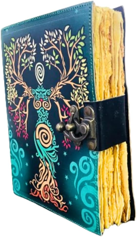 OD-39 OVERDOSE Mother of Earth Design Handmade Green vintage leather journal • Deckle edge paper