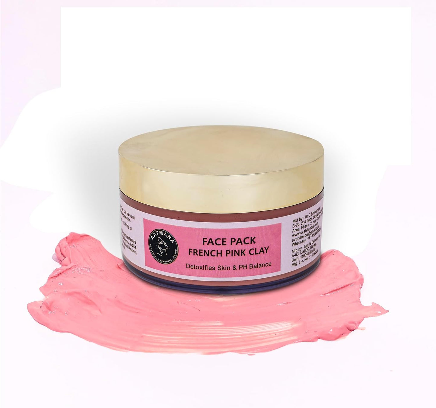 AATMANA French Pink clay Face Pack 250gm For Skin Care