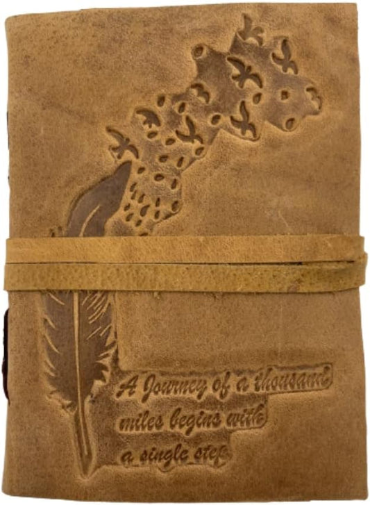 OVERDOSE Deckle Yellow Buff Leaf Leather Journal 5/7