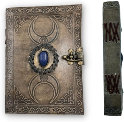 OVERDOSE Vintage Moon Stone Leather Journal - Antique Handmade Edge Paper 5/7
