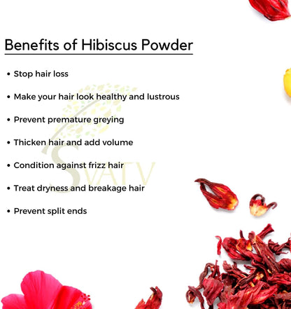 SVATV Hibiscus Powder | Sabdariffa | Rosa Sinensis | Natural Powder for Hair & Skin | 227gm (8_oZ)