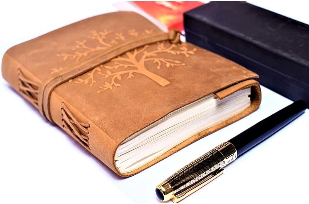 OVERDOSE Buff Tree Journal Diary Notebook - Handcrafted Buff Leather Journal 5/7