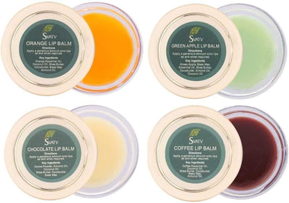 SVATV Lip Balms 4 Pack Assorted Chocolate, Coffee, Orange &amp; Green Apple 15gm