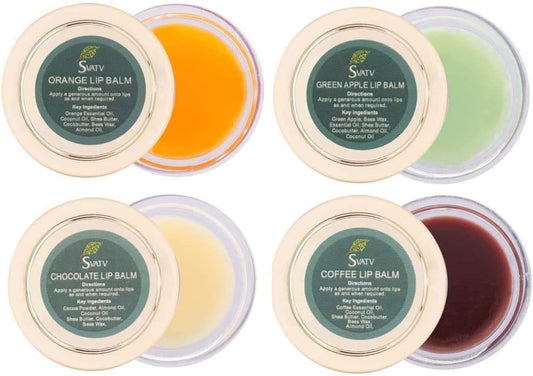 SVATV Lip Balms 4 Pack Assorted Chocolate, Coffee, Orange &amp; Green Apple 15gm