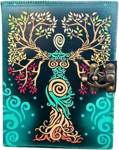 OD-39 OVERDOSE Mother of Earth Design Handmade Green vintage leather journal • Deckle edge paper