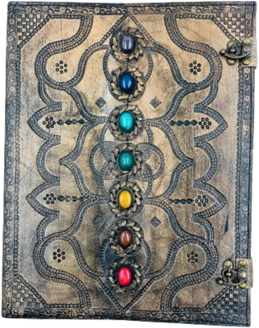 OVERDOSE Hand Embossed Seven Stone Handmade vintage leather journal 10/13