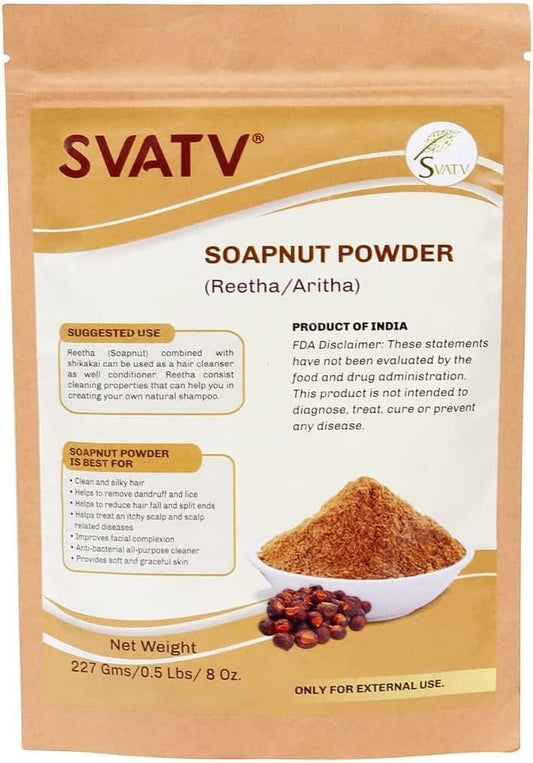 SVATV Soapnut Powder | Reetha | Aritha Powder for Hair Care 227gm (8_oZ)