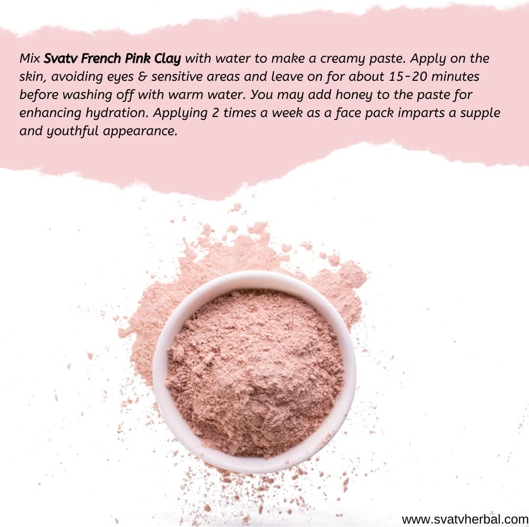 SVATV Herbal French Pink Clay Powder For Skin 227gm (8_oZ)
