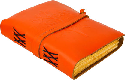 OVERDOSE Deckle Orange Leather Tree Journal 5/7