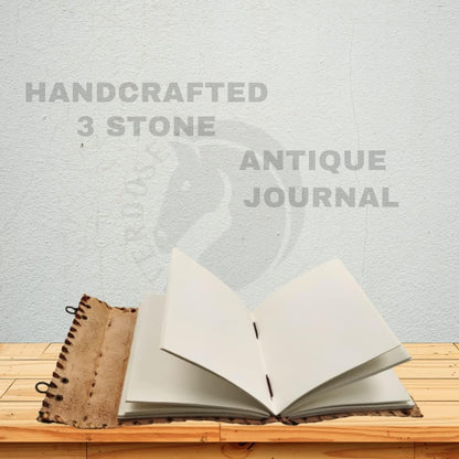 OVERDOSE 3 Stone Brown Leather Journal Diary |Handmade Antique stone Journal 5/7