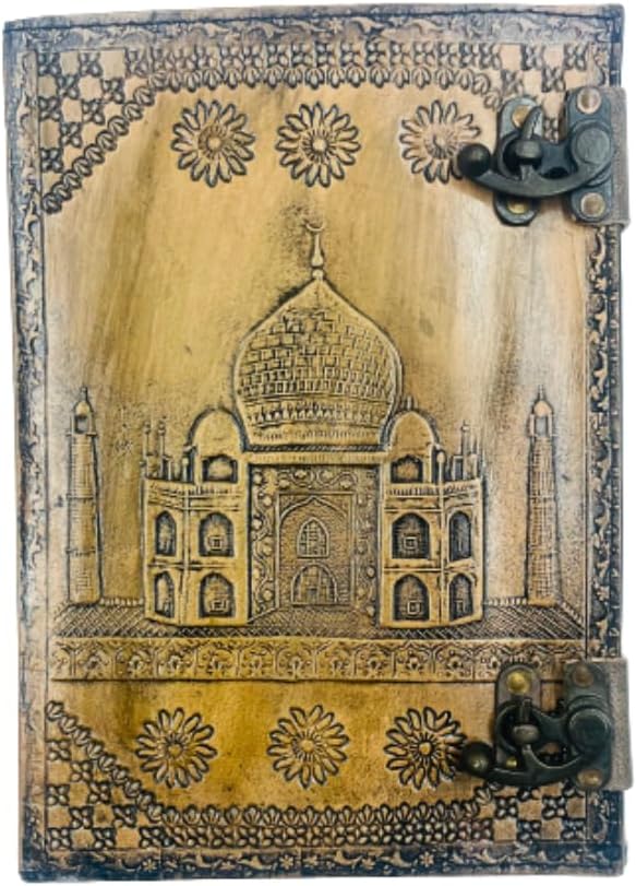 OD-46 OVERDOSE TAJ MAHAL Design Handmade vintage leather journa Double Lock Deckle edge paper 7/10