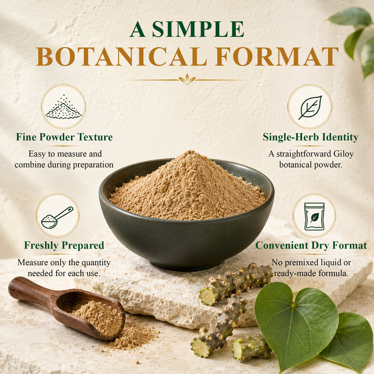 SVATV Giloy Powder | Guduchi | Tinospora cordifolia Stem Powder 227gm (8_oZ)