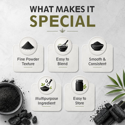 SVATV Activated Charcoal Powder | Cosmetic Grade Fine Powder | Skin and Oral Care Ingredient | Helps Reduce Excess Oil Appearance | Suitable for Face Masks & DIY Beauty Formulations – 227gm