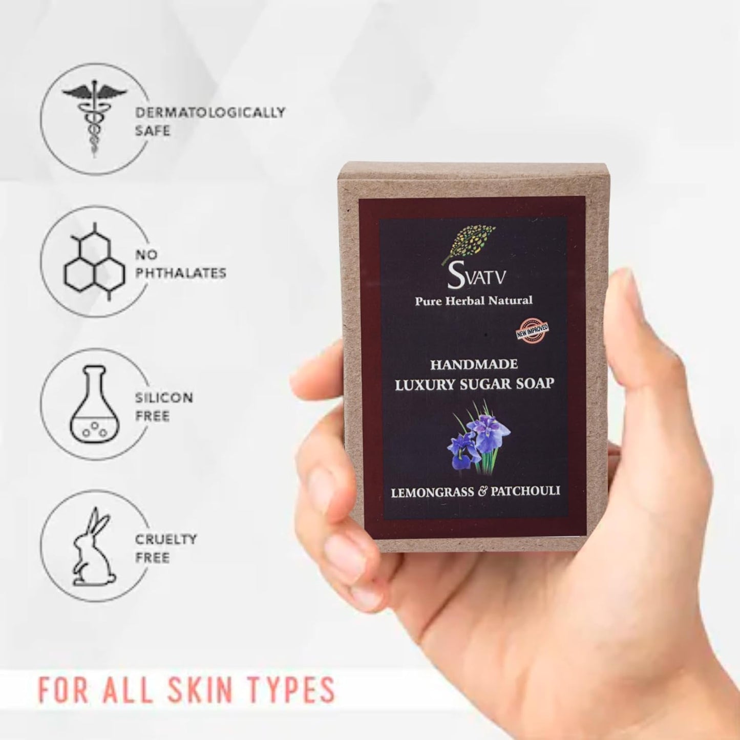 SVATV Handmade savon with natural, soothing herbs of Lemongrass & Patchouli 125gm