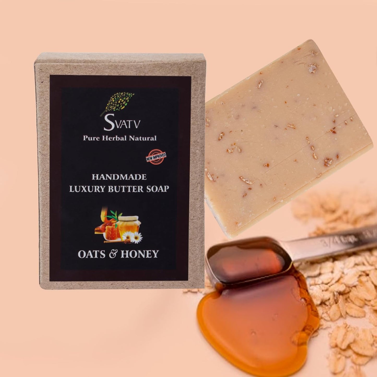 SVATV Handcrafted Soap with natural, soothing herbs of OATS & HONEY 125gm