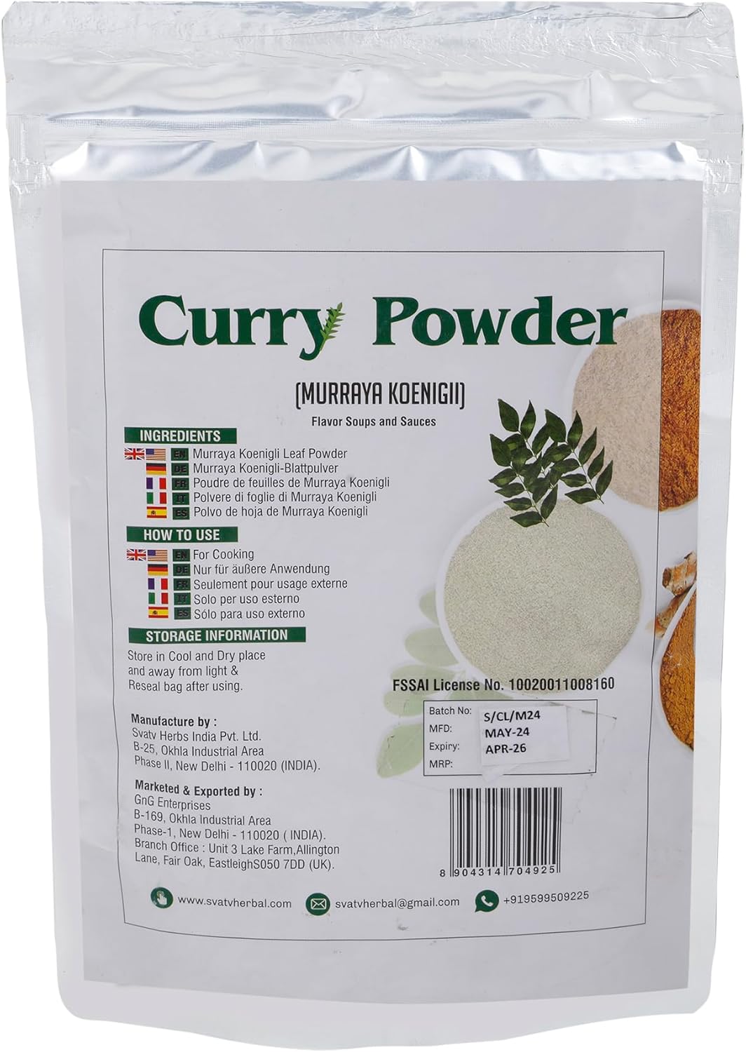 SVATV Curry Powder | Murraya Koenigii | South Indian Curry Patta | 227gm (8_oZ)