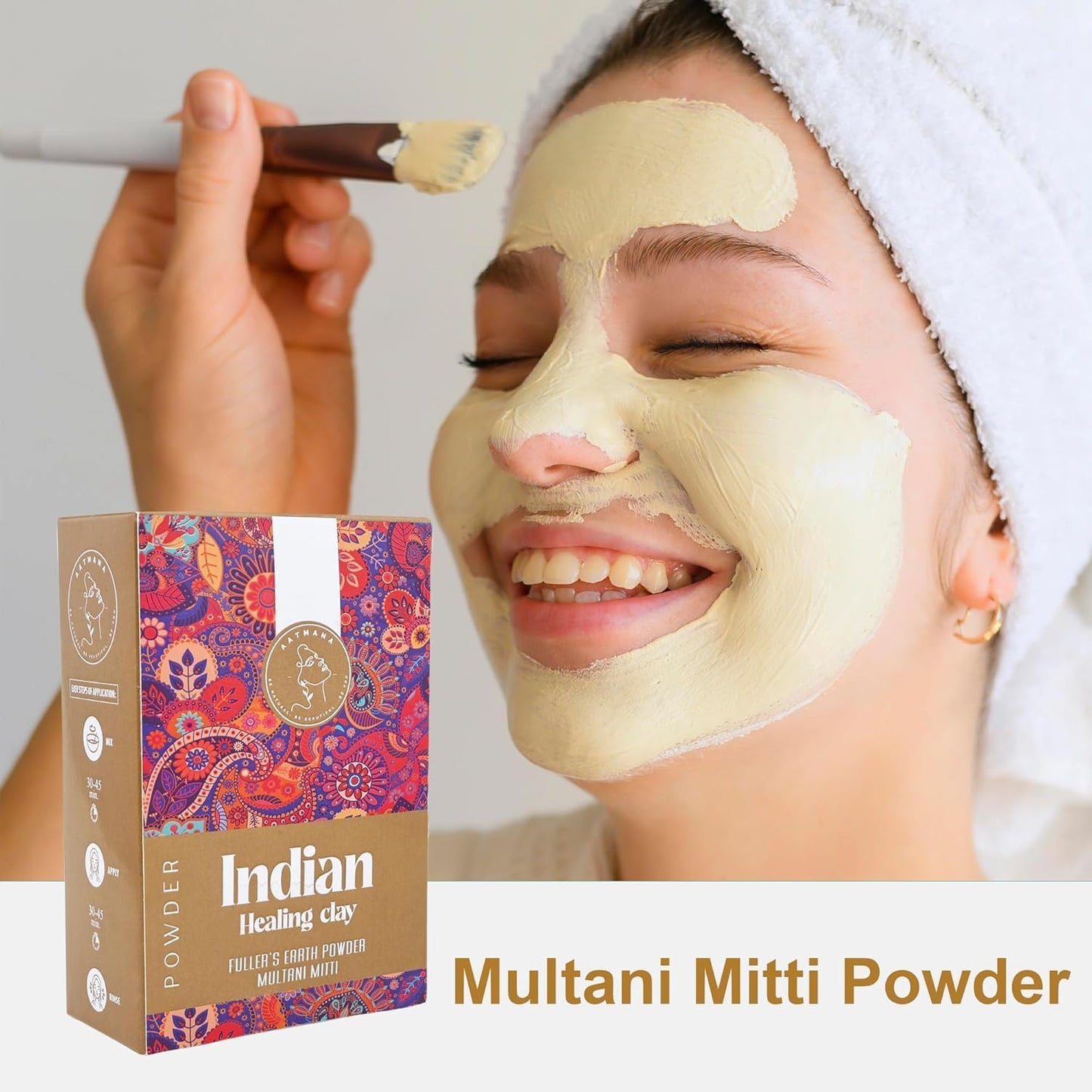 AATMANA Fullers Earth Powder | Multani Mitti | Indian Healing Clay | For Skin 100gm