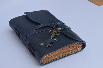 OVERDOSE Deckle Blue with Key Leather Journals 5/7