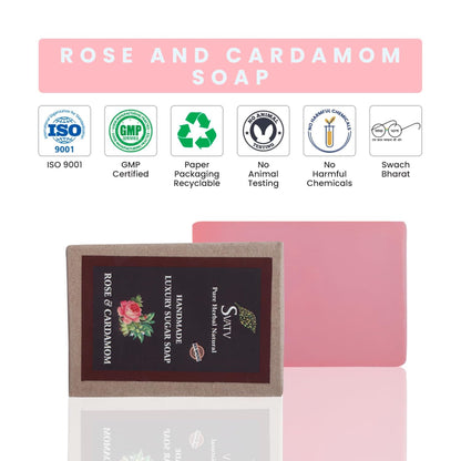 SVATV Soap with natural, soothing herbs of Rose & Cardamom Pack of 2 (125gm)
