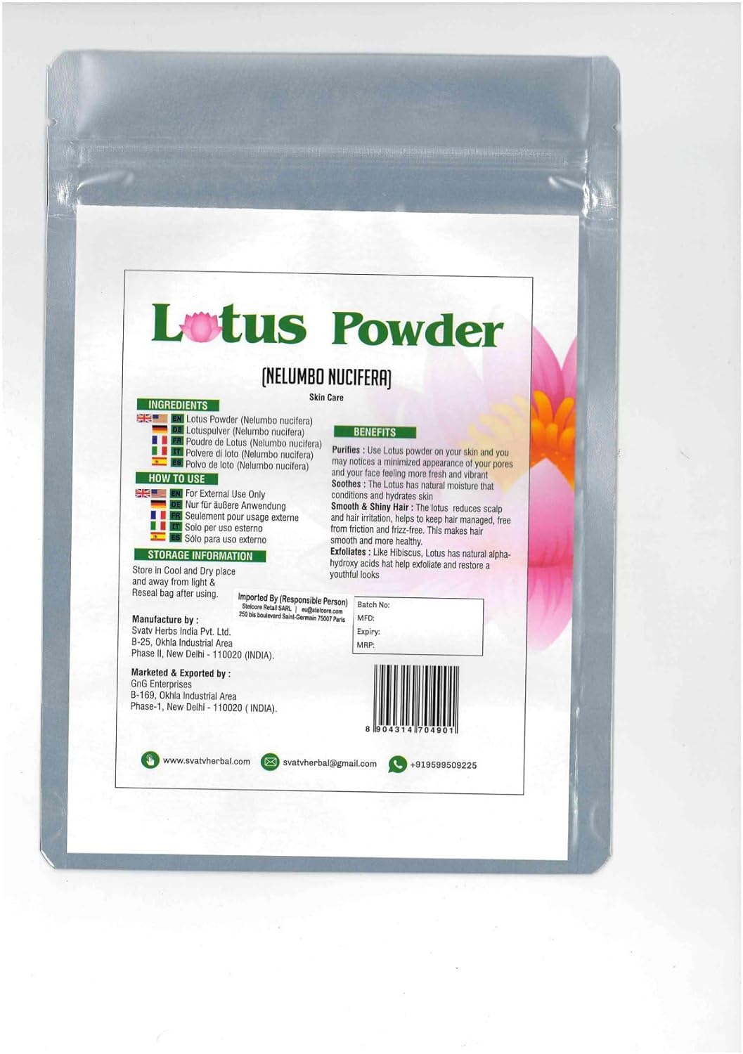 Svatv Lotus Powder 227gm For Skin