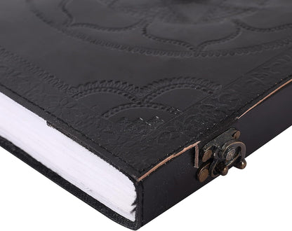 OVERDOSE Black Leather Journal with Hand Embossed Stone 10/13